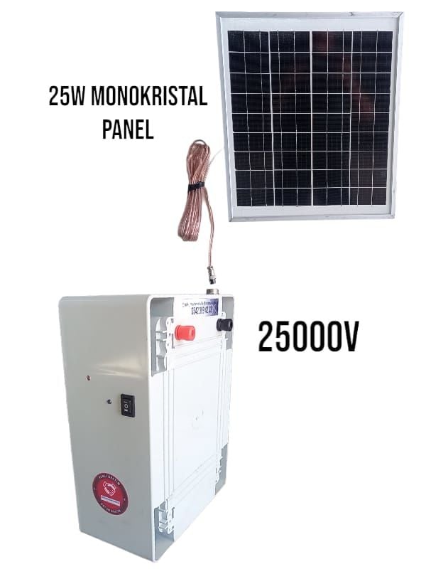 Güneş Panelli Çit Cihazı ( 25W Panel / 14ah Jel Akü )