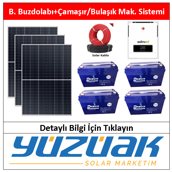 B. BUZDOLABI+ÇAMAŞIR MAK.(Sıcak Yıkama ) SİSTEMİ ( 3 ADET 550W )