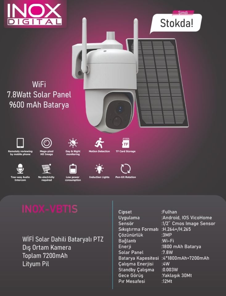 INOX - VBTIS WİFİLİ ( Mobese Kamera ) - ( Havale Ödeme 5.000 TL )